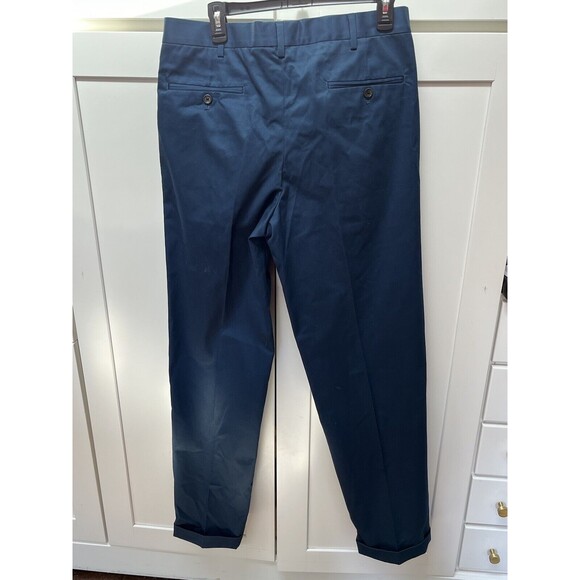 Lands End Pants Men 33X33 Navy Blue Dress Pants Pleated Trousers Traditional Fit - Picture 4 of 7